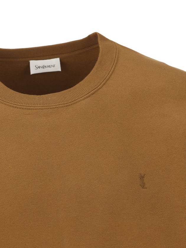 Saint Laurent Embroidered logo knit top brown
