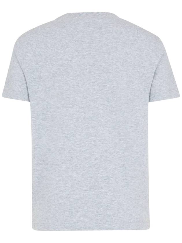Fendi Lettering Embroidered Short Sleeve Cotton T-Shirt Grey