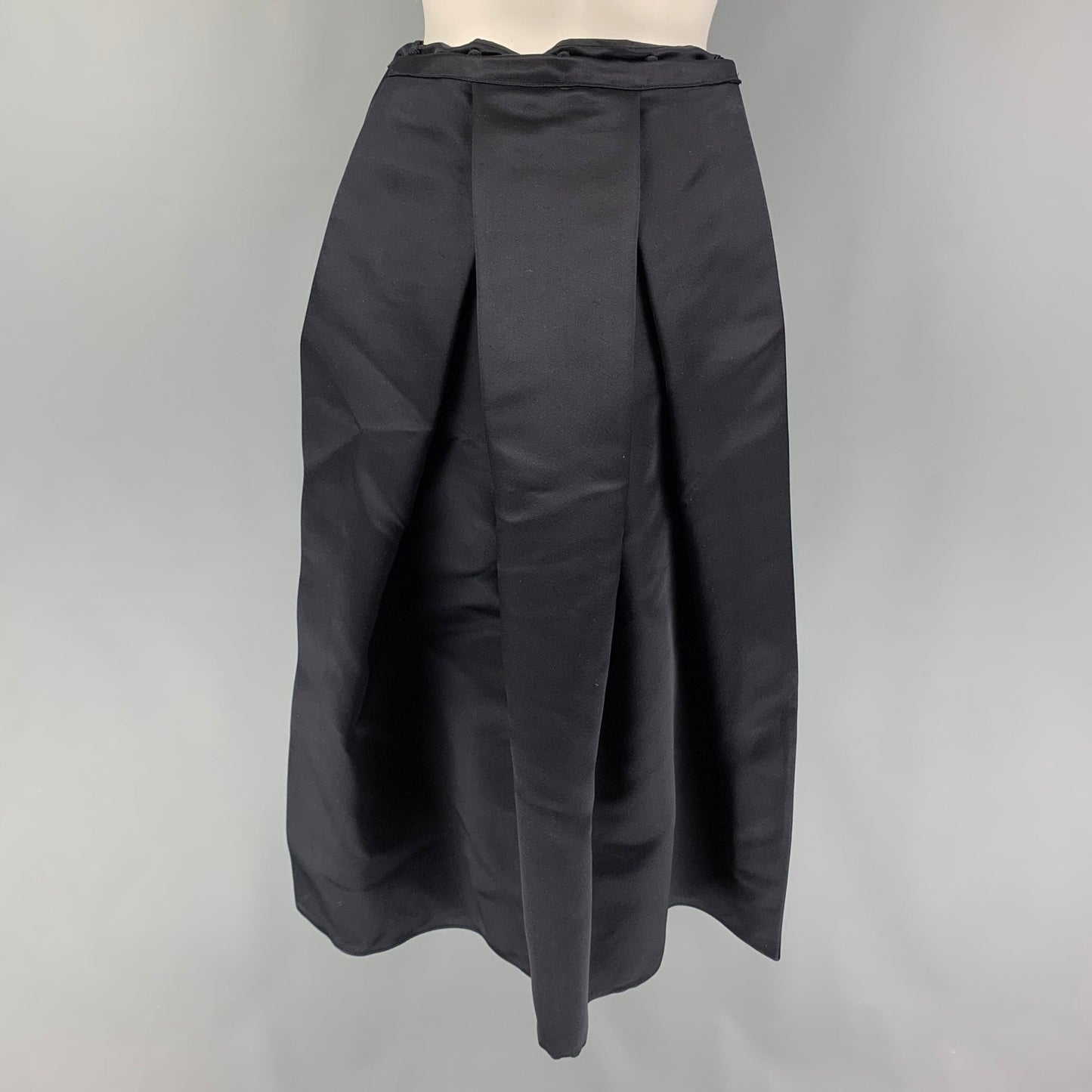 PRADA Size 2 Navy Double Satin Silk Mini Skirt