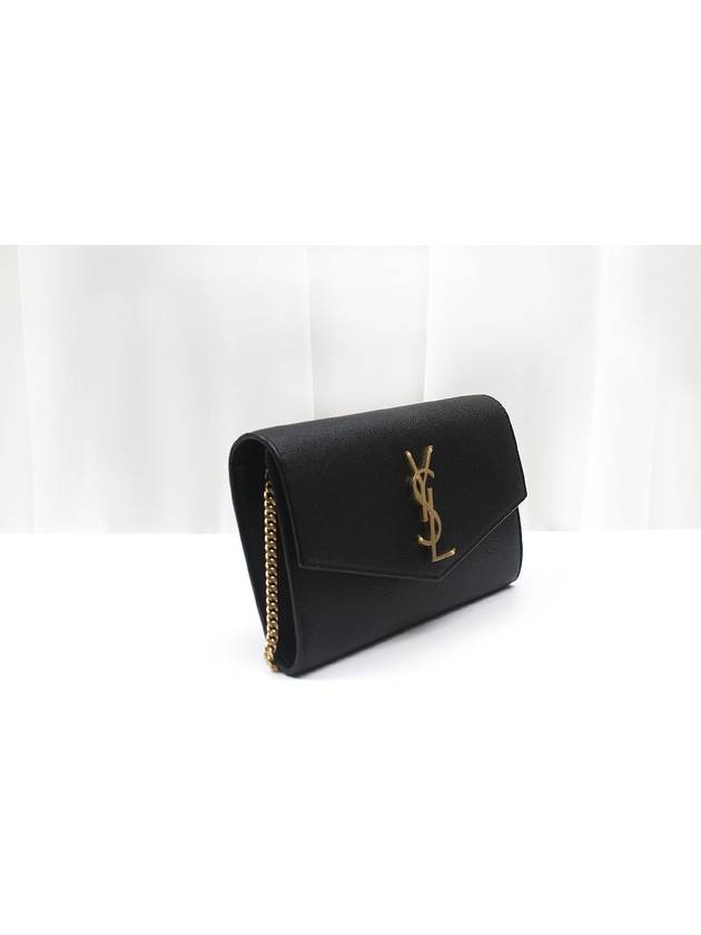 Saint Laurent Monogram Uptown Chain Gold Plated Black Shoulder Bag 607788
