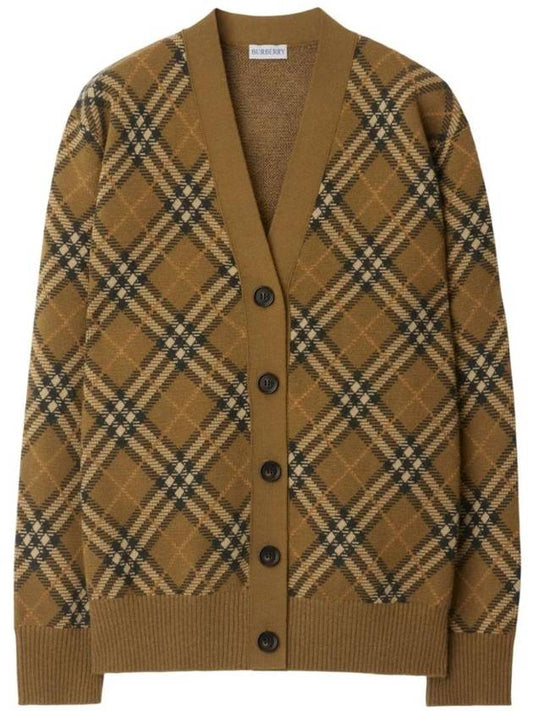 Burberry Check Wool Mohair Blend Cardigan Brown