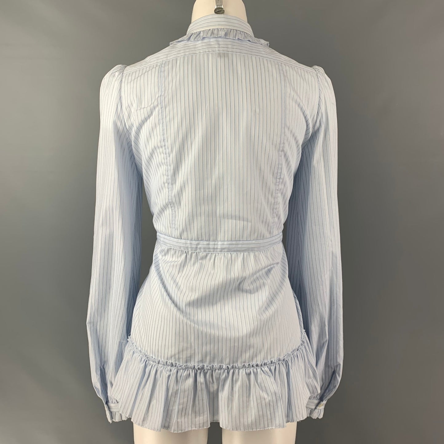 DOLCE & GABBANA Size 4 Light Blue White Cotton Stripe Drawstring Dress