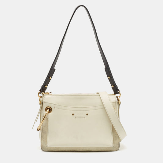Chloe Off White Leather Small Roy Shoulder Bag