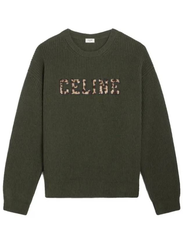 CELINE Embroided Logo Knit Top Green