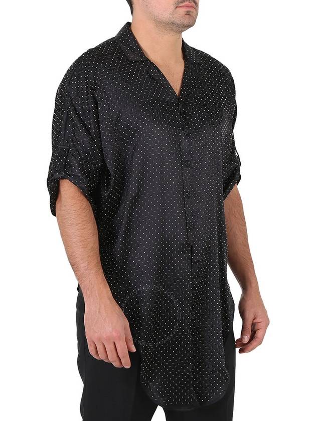 Saint Laurent Saint Laurent Micro Stud Details Knot-hem Silk Shirt, Brand Size 39