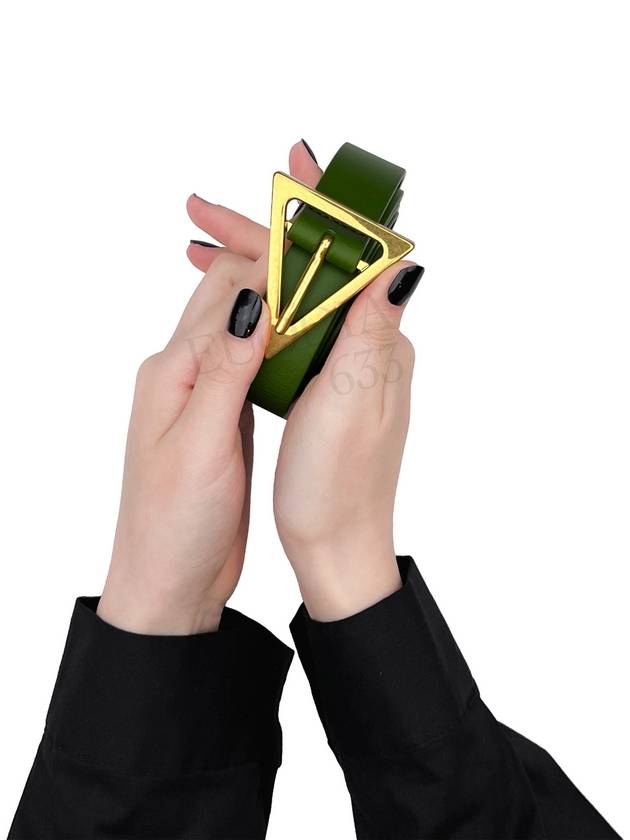 Bottega Veneta Triangle Buckle Leather Belt Green