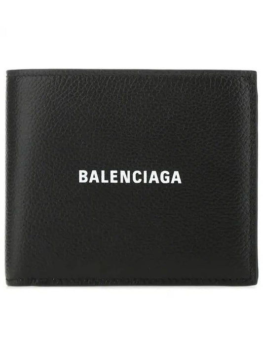 Balenciaga Logo Print Half Wallet Black