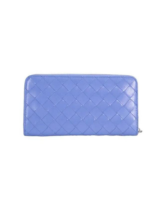 Bottega Veneta Intrecciato Zipper Around Long Wallet Blue