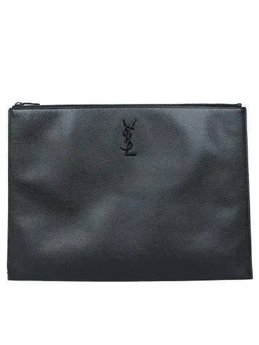 Saint Laurent 534680 YSL black logo caviar clutch bag