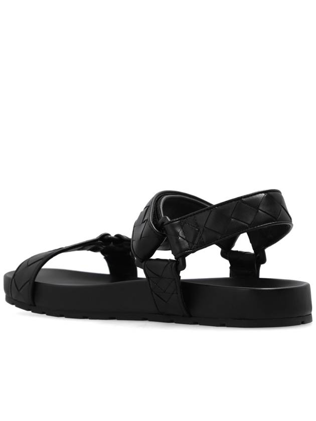 Bottega Veneta Trip Intrecciato Leather Sandals Black