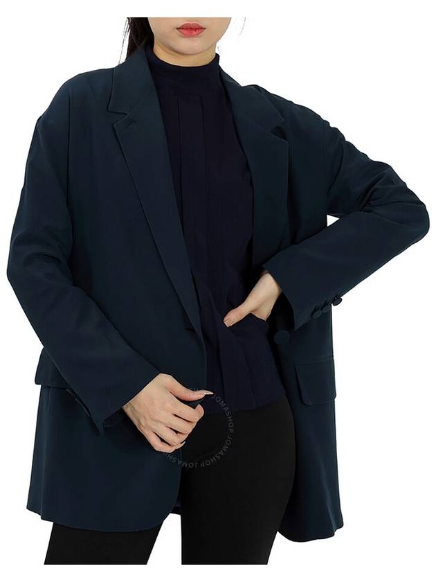 Fendi Crepe Silk Off Center Blazer Jacket Blue
