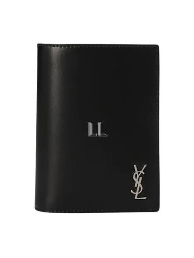 Saint Laurent Men's Tiny Monogram Logo Half Wallet Black