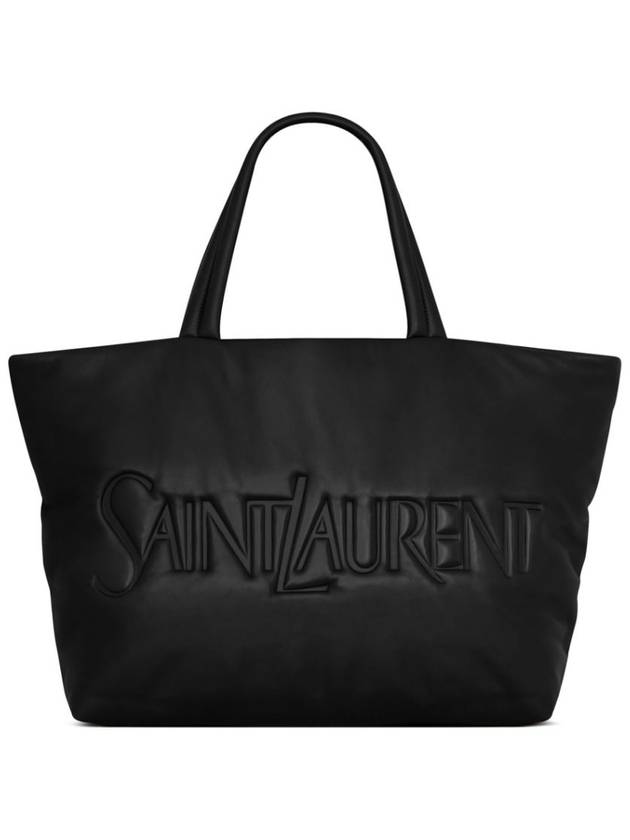 Saint Laurent Logo Nappa Lambskin Tote Bag Black