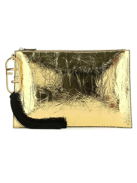 Fendi leather clutch bag gold
