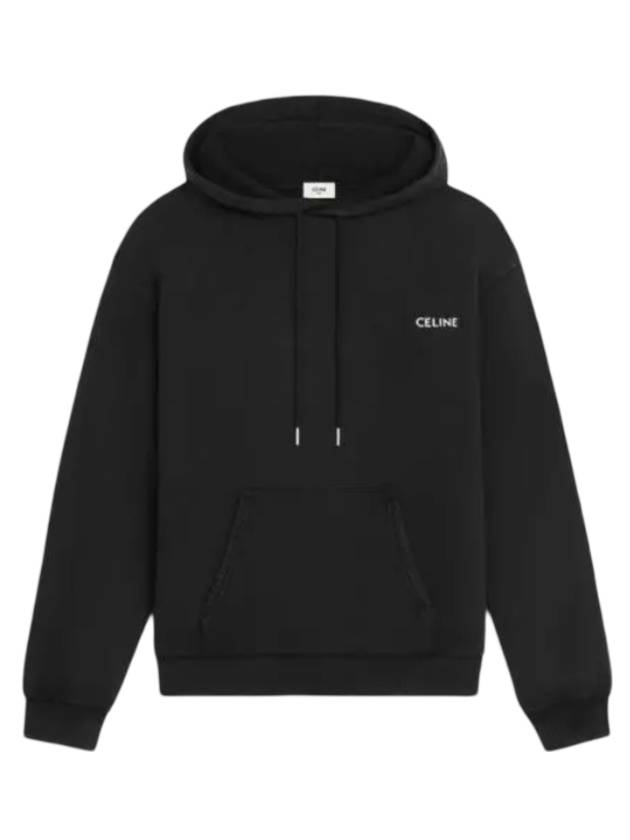 CELINE Logo Cotton Fleece Loose Hood Washed Black
