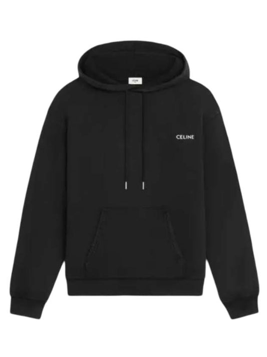 CELINE Logo Cotton Fleece Loose Hood Washed Black