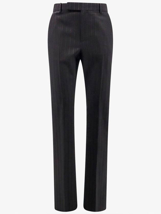 CELINE Striped Wool Flare Slacks Black