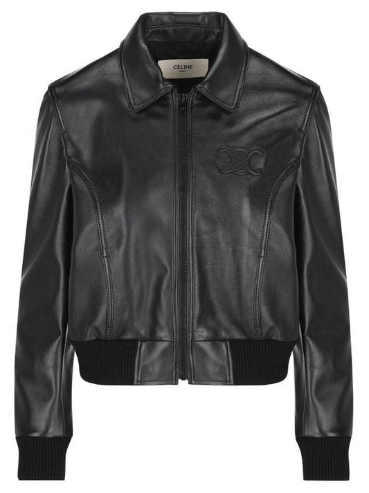 CELINE Triomphe Soft Lambskin Blouson Jacket Black