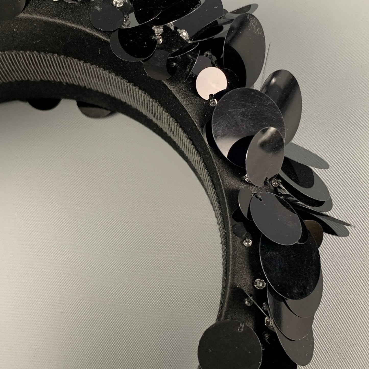 PRADA Black Silk Sequined Headband