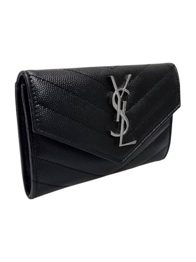 Saint Laurent 414404 Monogram Envelope Silver Logo Card Business Holder