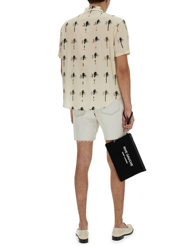 Saint Laurent Men's Baggy Denim Shorts White
