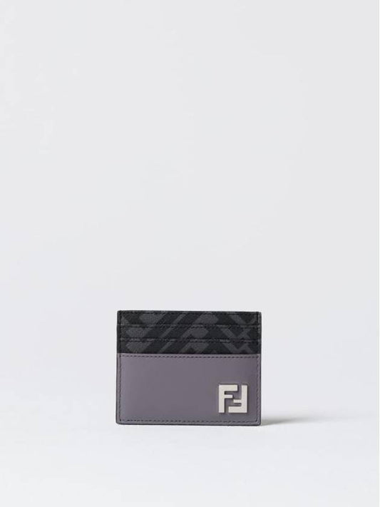 Fendi FF Square Leather Card Wallet Grey