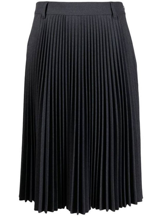 Burberry Women's Paneled Wool Blend Pleated Skirt Dark Gray Melange