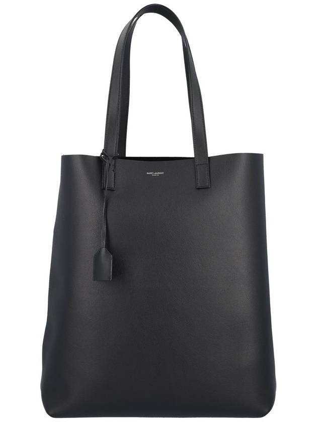 Saint Laurent Logo Soft Leather Bold Tote Bag Black