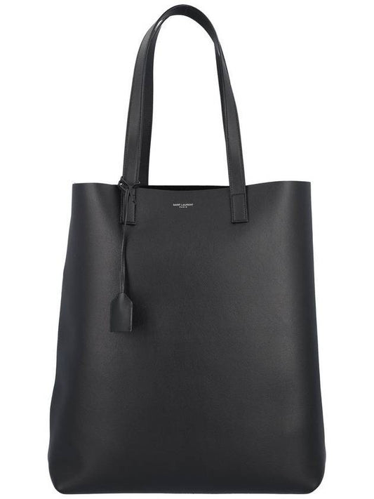 Saint Laurent Logo Soft Leather Bold Tote Bag Black