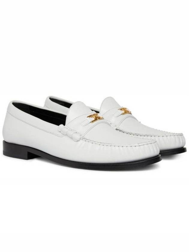 CELINE Luco Triomphe Polished Bull Loafers White