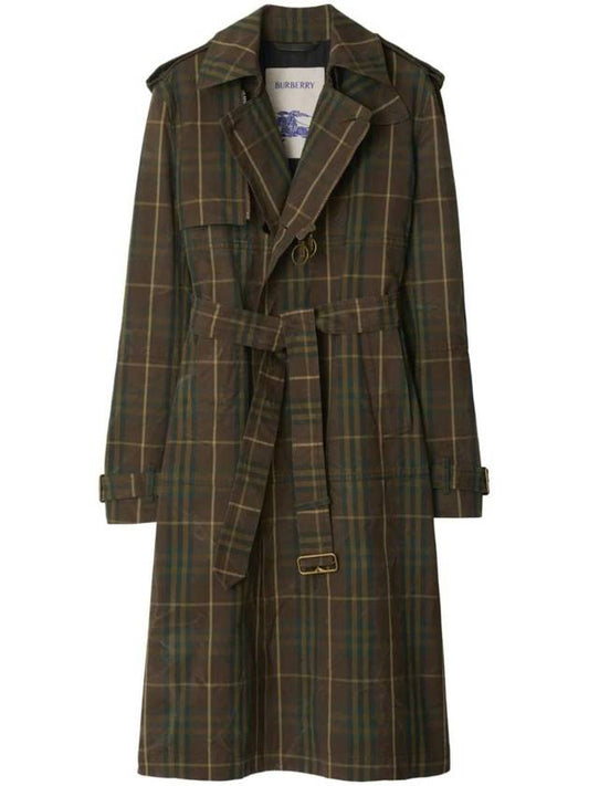 Burberry Double Breasted Check Long Trench Coat Tor