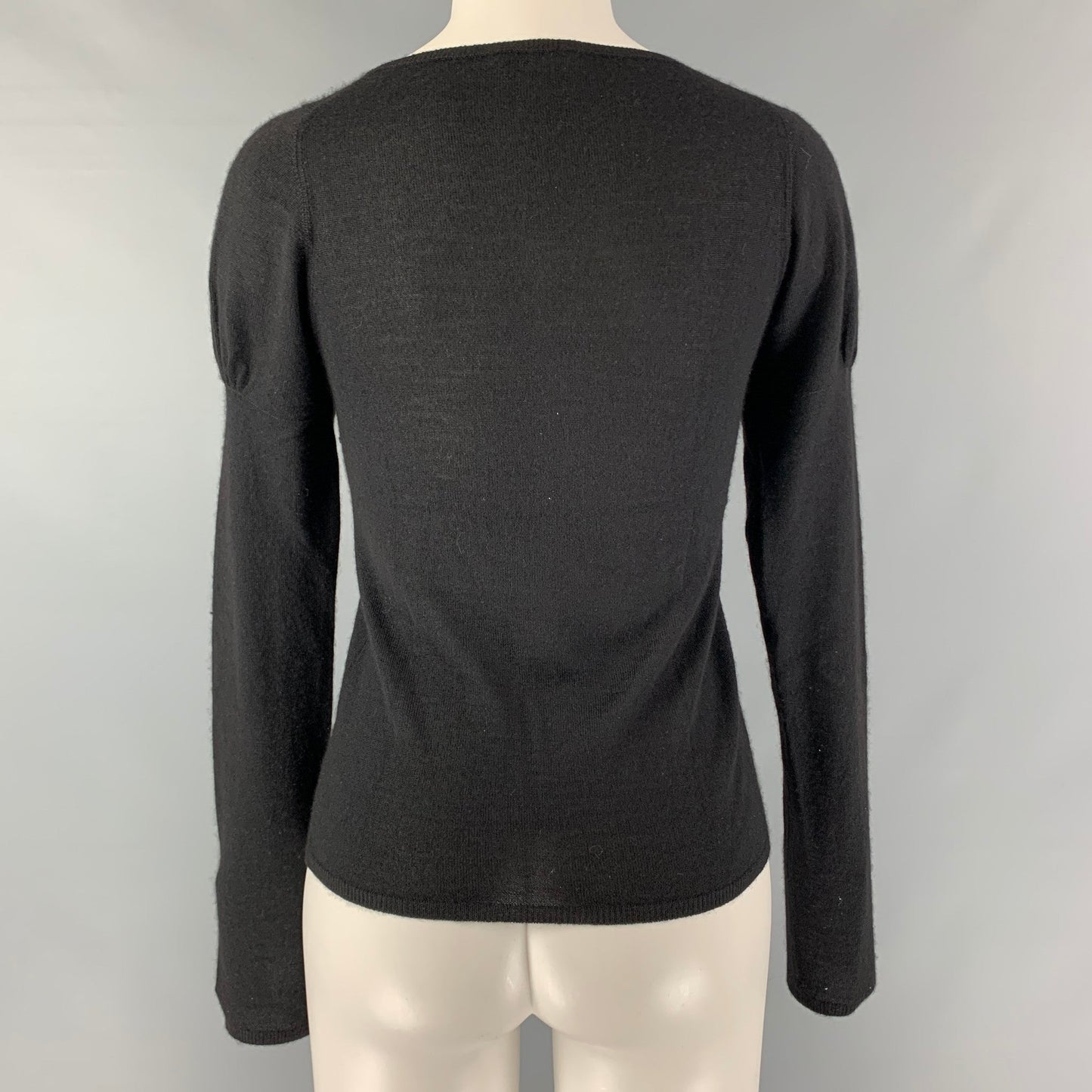 PRADA Size 2 Black Solid Scoop Neck Pullover