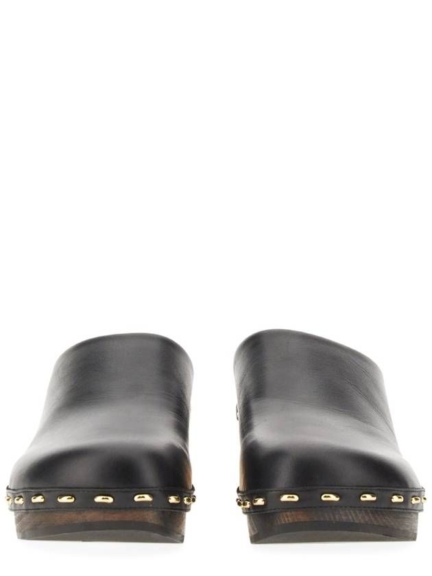Fendi Baguette Show Leather Clog Mule Black
