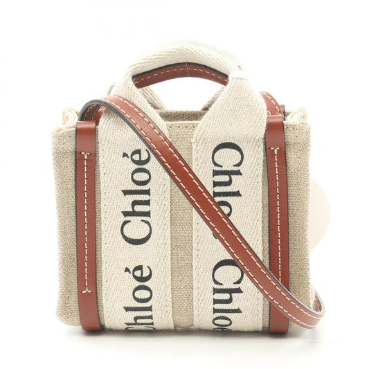 Chloe Woody Nano Canvas Leather Shoulder Bag
