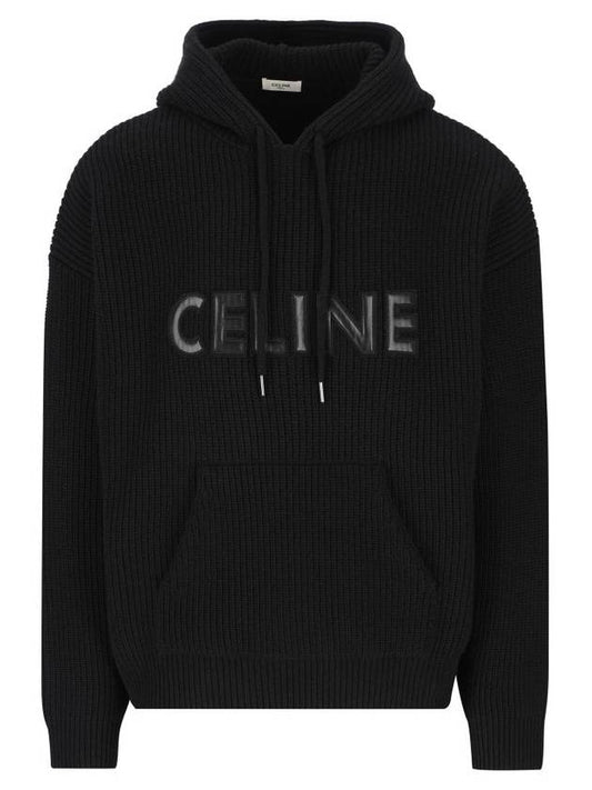 CELINE Logo Monochromic Wool Hoodie Black