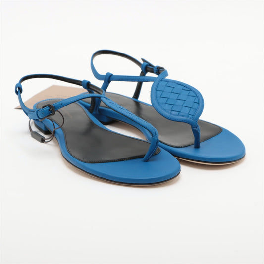 Bottega Veneta  Intrecciato Leather Sandal 37 1/2  Blue Infla Pelle S.CUOIO