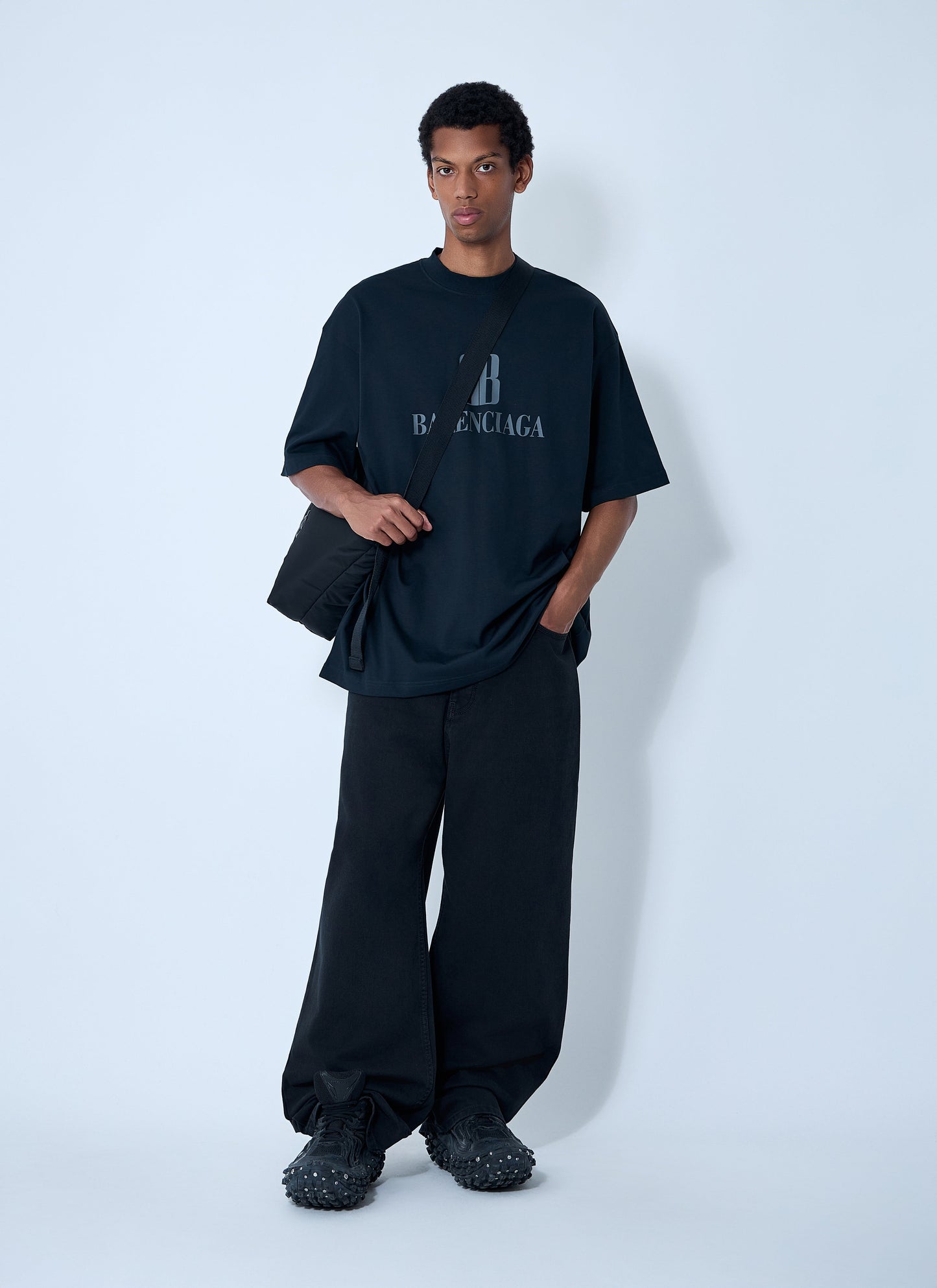 Balenciaga Men Logo Motif T-Shirt