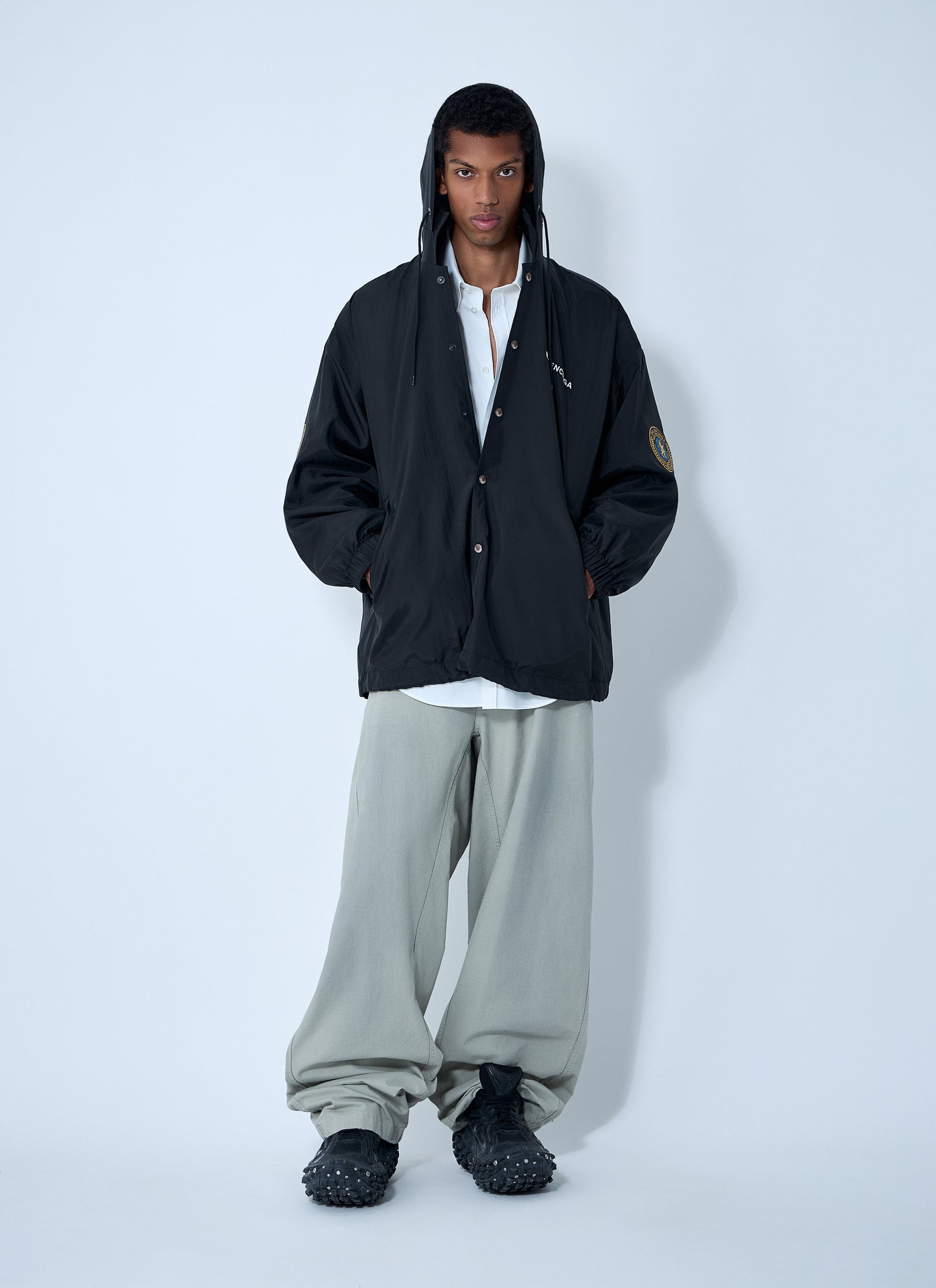 Balenciaga Men Logo Motif Windbreaker Jacket