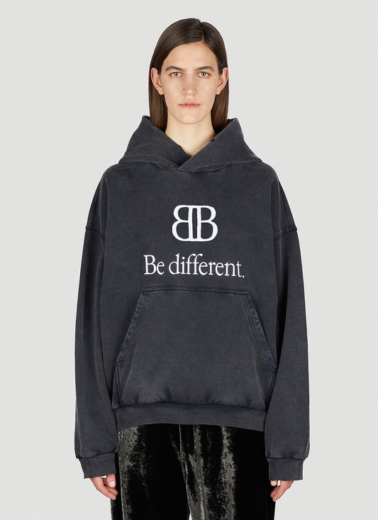 Balenciaga Women Logo Motif Hooded Sweatshirt