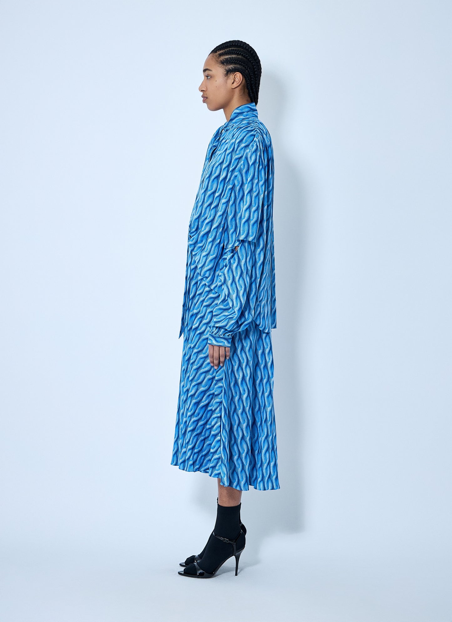 Balenciaga Women Double Sleeve Pleated Dress