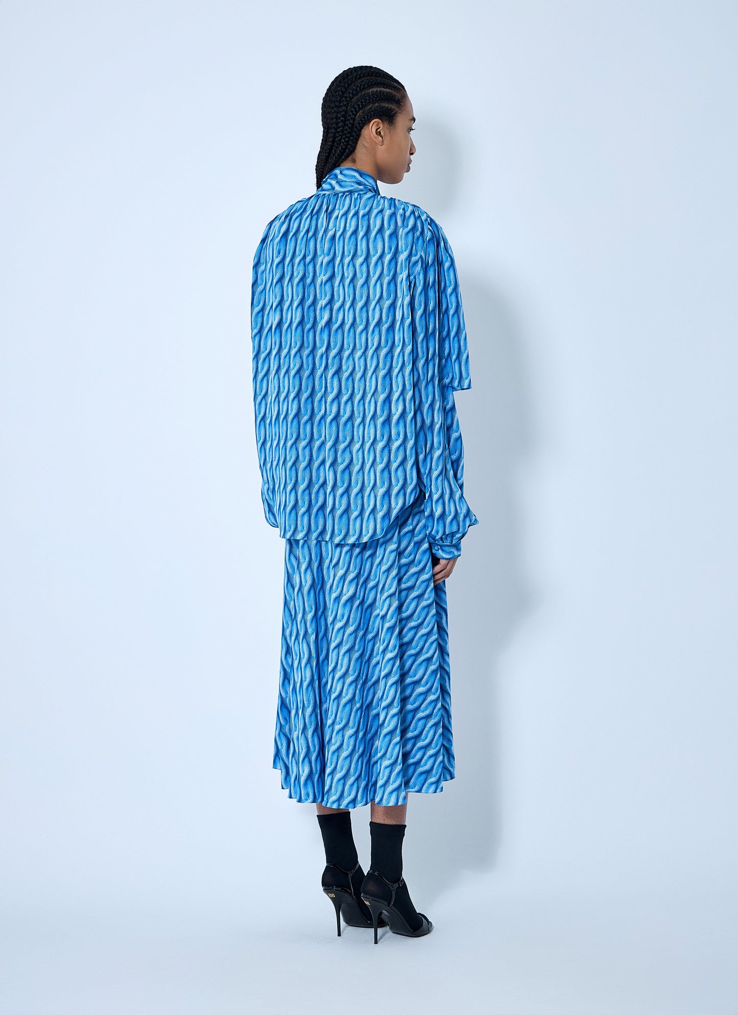 Balenciaga Women Double Sleeve Pleated Dress