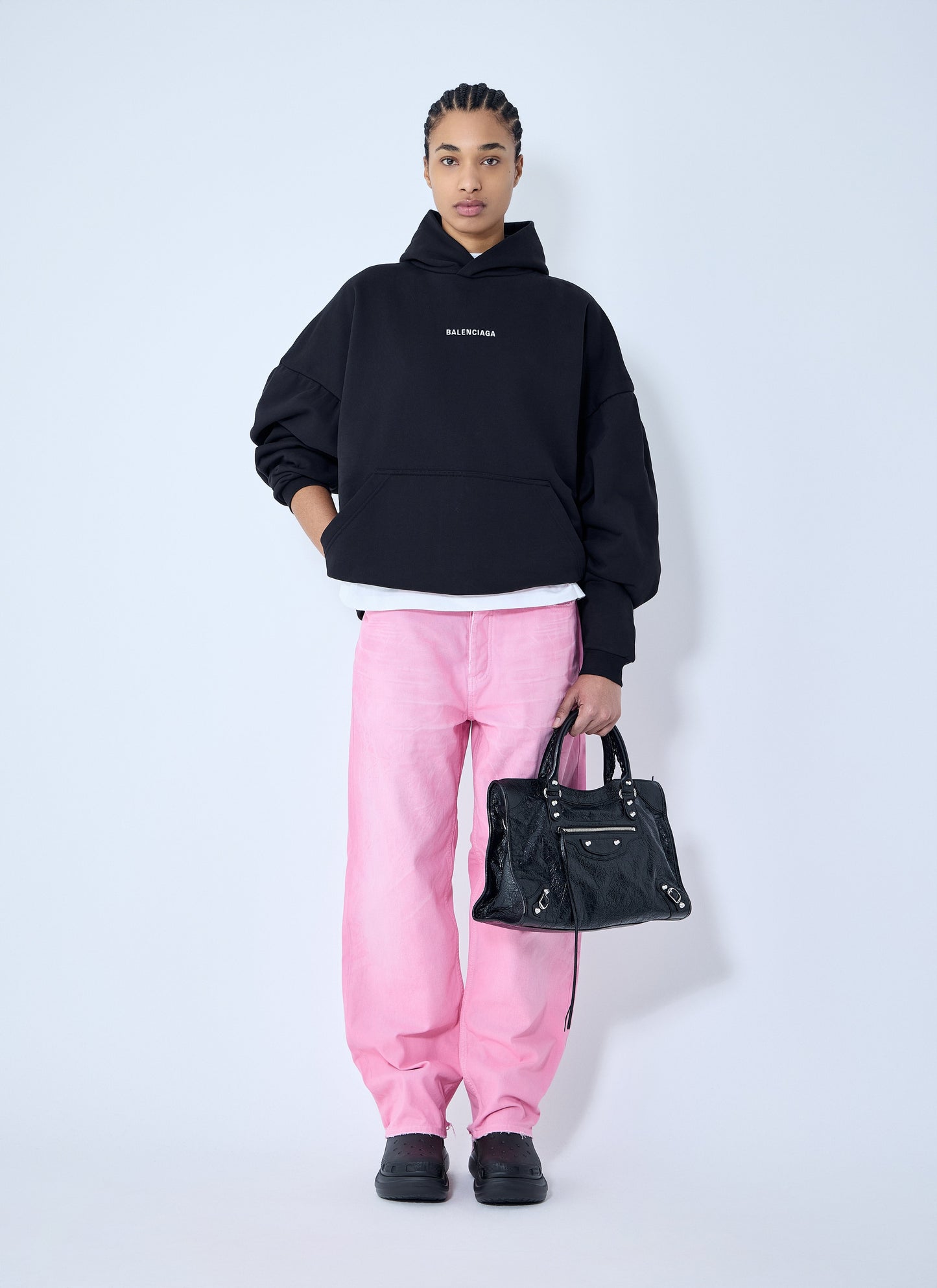 Balenciaga Women Logo Motif Hooded Sweatshirt