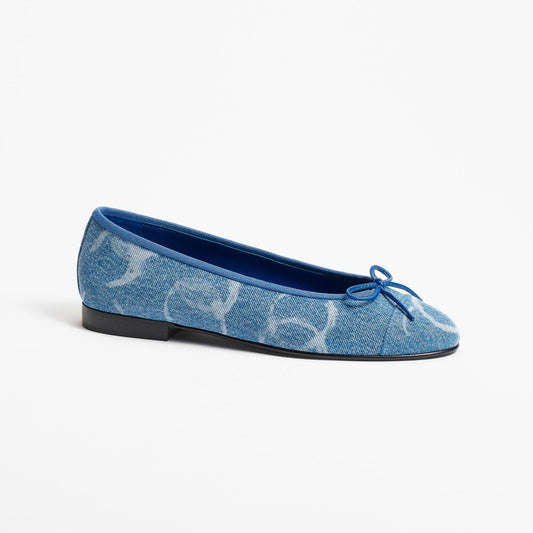 CHANEL ballet flats light blue white denim