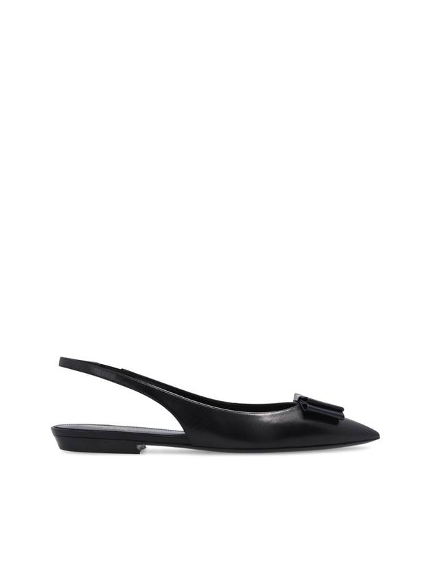 Saint Laurent Women's Anais Patent Logo Slingback Flats Black
