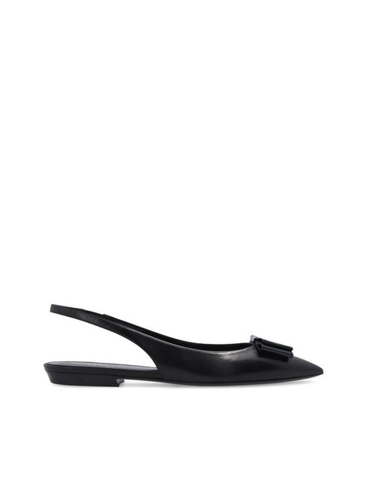 Saint Laurent Women's Anais Patent Logo Slingback Flats Black