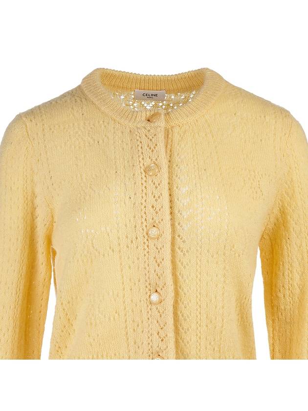 CELINE All Over Triomphe Shetland Pointelle Cardigan Yellow