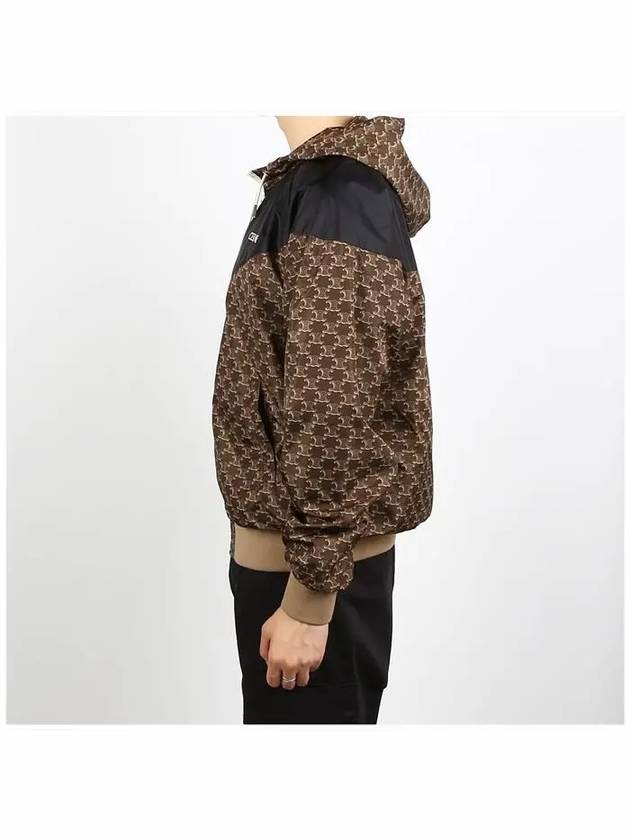 CELINE Men's Monogram Nylon Hooded Jacket Beige Black