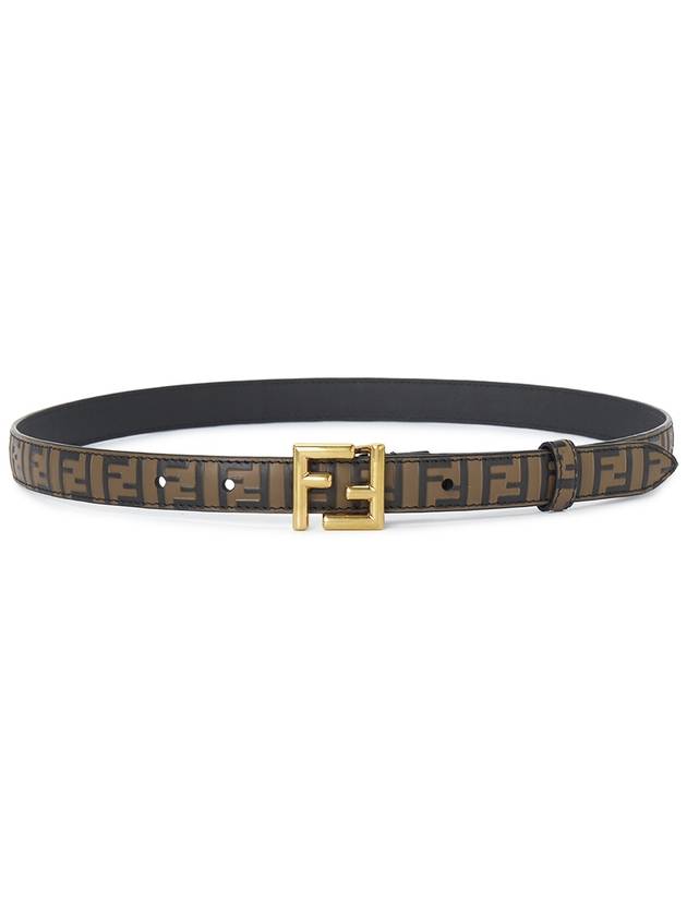 Fendi FF Square Stud Buckle Leather Belt Brown