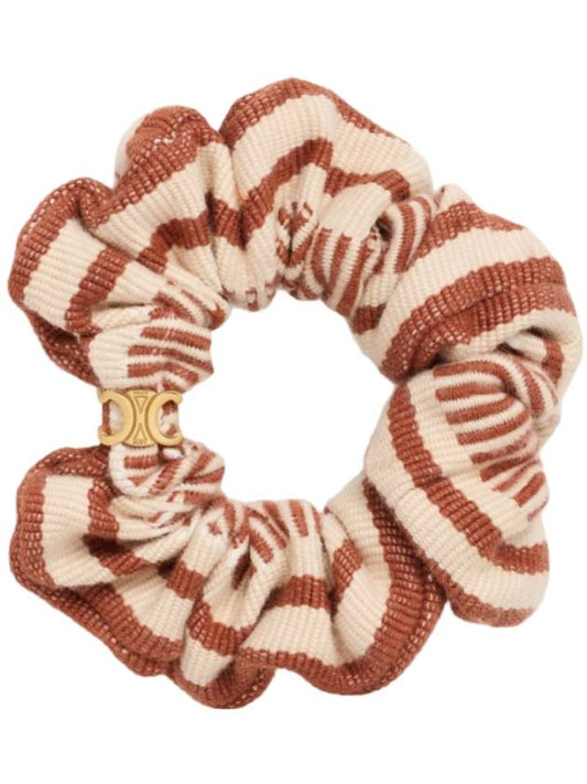 CELINE Striped Scrunchy Beige Sienna