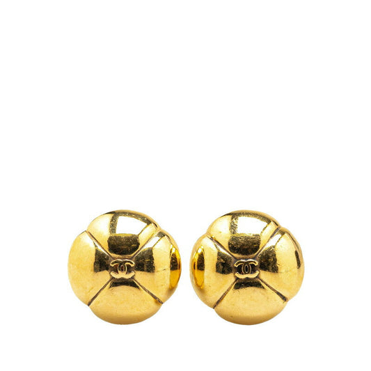 Chanel Coco Mark Flower Motif Earrings Gold